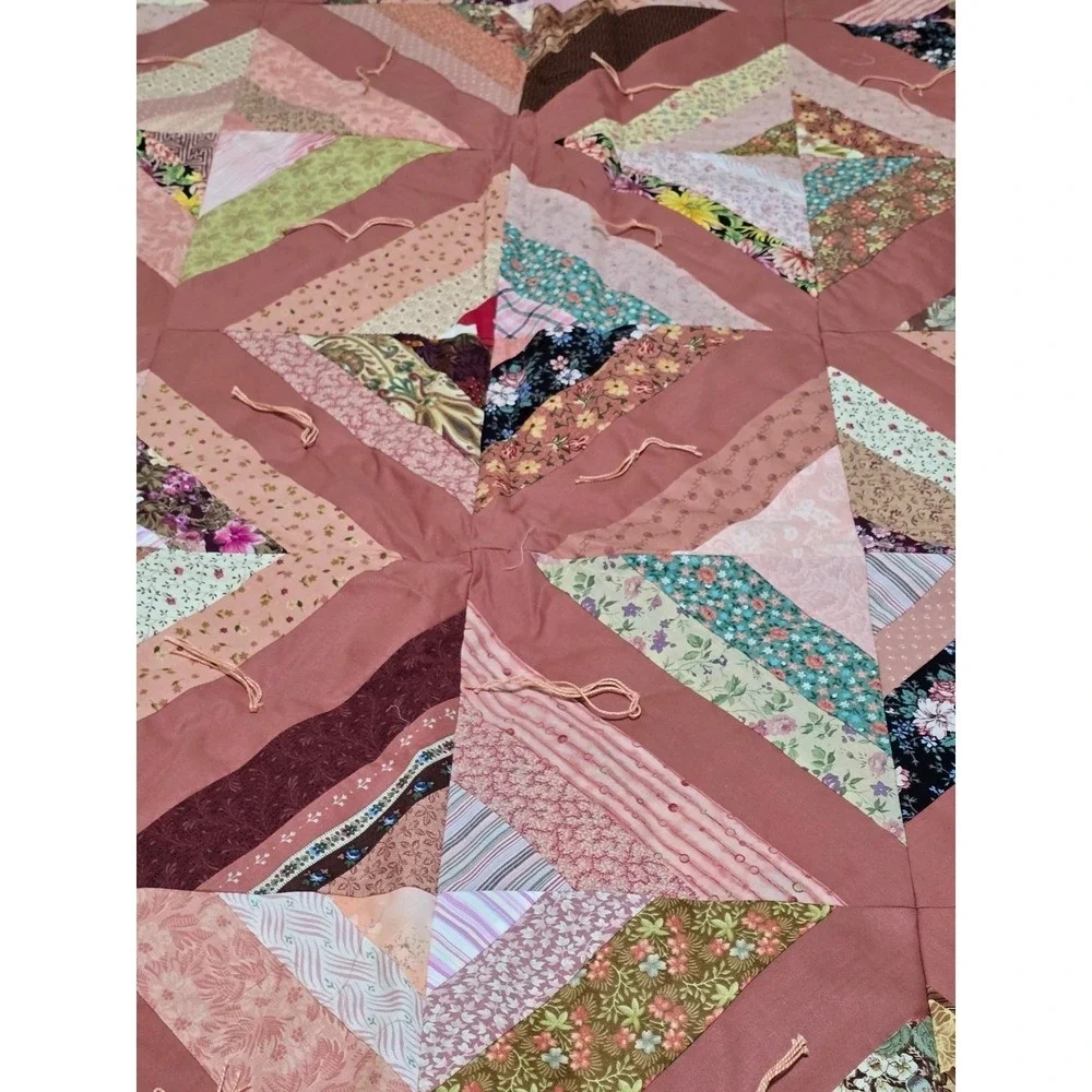 New Fresh Handmade Patchwork Quilt Pink Floral‎ Boho Body Throw Blanket /0189